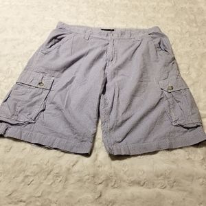 Mens Seersucker Cargo Shorts Striped  Size 42 Blue White Nautical Beachy